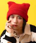 【期間限定 5％OFF】 an meets zakka 猫耳ニット帽/レッド