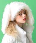 an meets zakka ファーうさ耳ロシアンハット/ホワイト