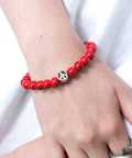an meets zakka ピースマークポイントストーンブレスレット/レッド