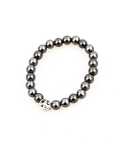 an meets zakka ピースマークポイントストーンブレスレット/ブラックシルバー