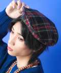 an meets zakka タータンチェック柄アクリルベレー帽/ブラック