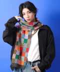 an meets zakka パッチワークライクミックスパターンニットマフラー