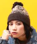 【期間限定 5％OFF】 an meets zakka ノルディック柄ボンボンニット帽/ブラウン