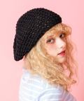 an meets zakka 編み込みリネンニットベレー帽