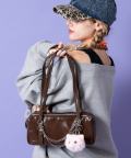 an meets zakka ２連チェーンデザイン合成皮革ミニボストンバッグ