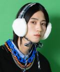 an meets zakka 起毛肉厚ネルタータンチェック柄ショートファー切替イヤーマフ (別売りキャスケット取付可)