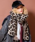 an meets zakka レオパードジャガードウール混ニット大判マフラー(33cm×190cm)