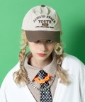 an meets zakka ロゴ刺繍ナイロン＆合成皮革コンビレトロキャップ