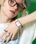an meets zakka レクタンギュラーダイヤルレザーバンド腕時計