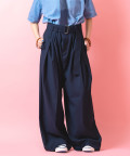 a.p.o.v. -ankoROCK's select- ロングベルトダブルタックドレープワイドパンツ/ネイビー