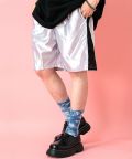 a.p.o.v. -ankoROCK's select- メタリックサイドラインジャージショートパンツ / メンズ レディース ハーフパンツ トラックパンツ/シルバー