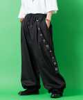 a.p.o.v.  フェイクアイレットロングベルトバルーンワイドチノパンツ/ブラック