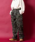 a.p.o.v. ２タックカモフラスウェットワイドパンツ/カーキ