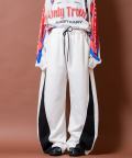 a.p.o.v. アシンメトリーフロントラインワイドヘヴィーウェイトコットンスウェットパンツ/ホワイト