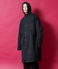 a.p.o.v. ピーチ加工コットン裏フリーススーパーオーバーサイズモッズコート/ブラック