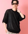 【セール】 a.p.o.v. -ankoROCK's select- オーバーサイズローゲージニットTシャツ / 半袖 カットソー メンズ レディース/ブラック