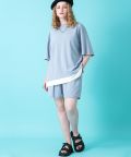 a.p.o.v. -ankoROCK's select- フェイクレイヤーTシャツ＆ショートパンツセットアップ / メンズ レディース 上下 ジャージ/ブルー