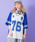 【期間限定 5％OFF】 a.p.o.v. -ankoROCK's select- コンビメッシュツートーン切り替えナンバリングフットボールシャツ/ブルー