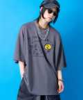 a.p.o.v.  有刺鉄線ロゴプリントオーバーサイズTシャツ/グレー