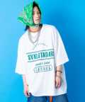 a.p.o.v.  ロゴパッチワーク＆カレッジプリントオーバーサイズTシャツ/ホワイト