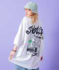a.p.o.v.  バックカートゥーン＆タギングロゴビッグプリントオーバーサイズTシャツ/ホワイト