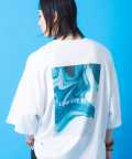a.p.o.v.  バックマーブルボックスビッグプリントオーバーサイズTシャツ/ホワイト