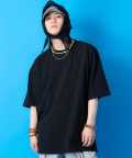 a.p.o.v.  アシンメトリーショルダージップヘヴィウェイトコットンオーバーサイズTシャツ/ブラック
