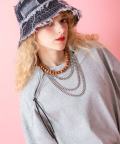 a.p.o.v.  アシンメトリーバイアスショルダージップオーバーサイズTシャツ/グレー