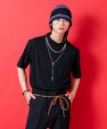 a.p.o.v.  モックネックルーズTシャツ/ブラック