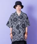 a.p.o.v.  ビッグペイズリーオーバーサイズオープンカラーシャツ/ブラック
