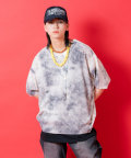 【期間限定 5％OFF】 a.p.o.v. -ankoROCK's select- ダートスプレープリントオーバーサイズニットTシャツ/ブラック