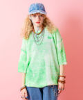 【期間限定 5％OFF】 a.p.o.v. -ankoROCK's select- ダートスプレープリントオーバーサイズニットTシャツ/グリーン