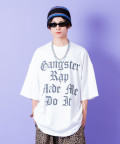 【期間限定 5％OFF】 a.p.o.v. -ankoROCK's select- ギャングスタロゴデザインプリントオーバーサイズTシャツ/ホワイト