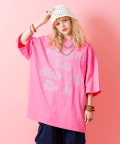 a.p.o.v.  ギャングスタロゴデザインプリントオーバーサイズTシャツ/ピンク