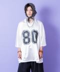 a.p.o.v.  ビッグナンバリングシャイニーポリオーバーサイズフットボールシャツ/ホワイト