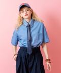 a.p.o.v.  オーバーサイズ＆ショート丈デニムシャツ/ブルー
