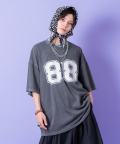 a.p.o.v.  ナンバリングプリントピグメントオーバーサイズTシャツ/チャコール