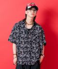 a.p.o.v.  フラワーシルエット総柄オーバーサイズシャツ/ブラック
