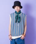 a.p.o.v. -ankoROCK's select- レトロストライプメッシュ編みサマーニットベスト/ブルー
