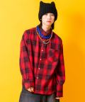 a.p.o.v. クラシックチェック柄コットンネルシャツ/レッド系1