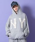 a.p.o.v. ビッグNYワッペンパッチングオーバーサイズプルオーバーパーカー/グレー