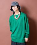 a.p.o.v. カラーバリエーションオーバーサイズクルーネックニットセーター/グリーン