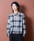 a.p.o.v. オーバーサイズ短丈チェックネルシャツ/ブラック