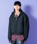 a.p.o.v. リバーシブルチェックシャツジャケット×フェイクレイヤード短丈スウェットジップアップパーカー/ブラック