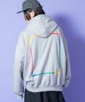 a.p.o.v. グラデーションスクエアフレームバックプリントオーバーサイズスウェットプルオーバーパーカー/グレー
