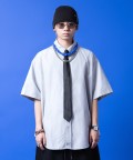 a.p.o.v. ソフトオックスフォードコットンオーバーサイズミニマル半袖シャツ/グレー