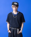 a.p.o.v. クロップド丈オーバーサイズリブリンガーTシャツ/ネイビー