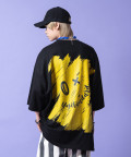 a.p.o.v. バック落書きフェイスグラフィックビッグプリントオーバーサイズTシャツ/ブラック