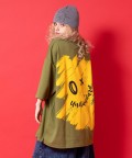 a.p.o.v. バック落書きフェイスグラフィックビッグプリントオーバーサイズTシャツ/カーキ