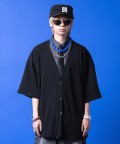 a.p.o.v. オーバーサイズアシンメトリー半袖カーディガン/ブラック